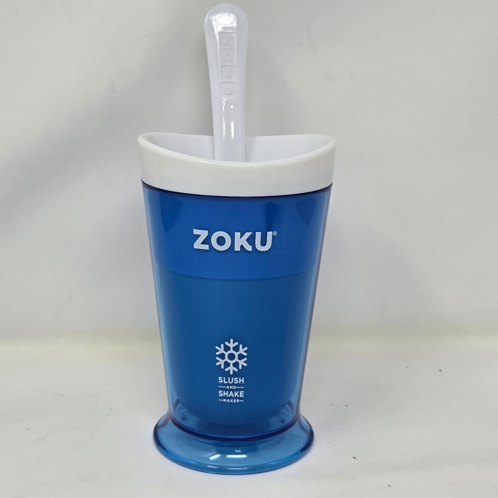 Zoku Slush and Shake Maker Blue Frozen Treat Cup with‎ Stir Spoon ZK113-BL